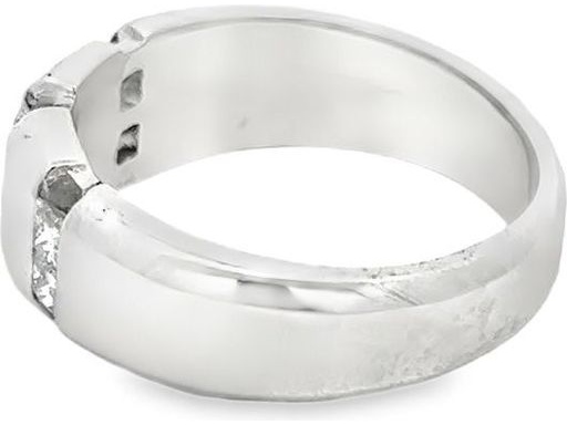 18K White Gold Men's Ring with Natural Princess-Cut Diamonds