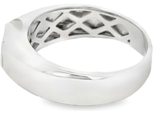 18K White Gold Men's Ring with Natural Princess-Cut Diamonds