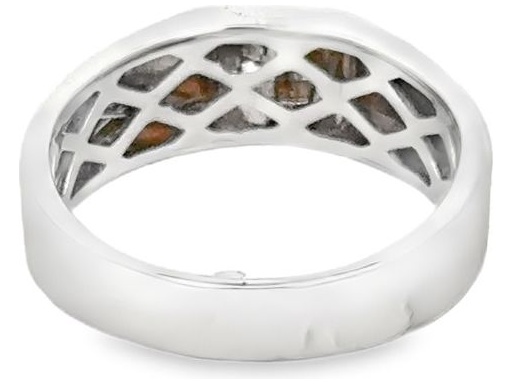 18K White Gold Men's Ring with Natural Princess-Cut Diamonds