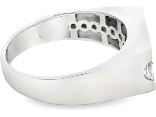 18K White Gold Men's Ring with Natural Baguette Diamonds