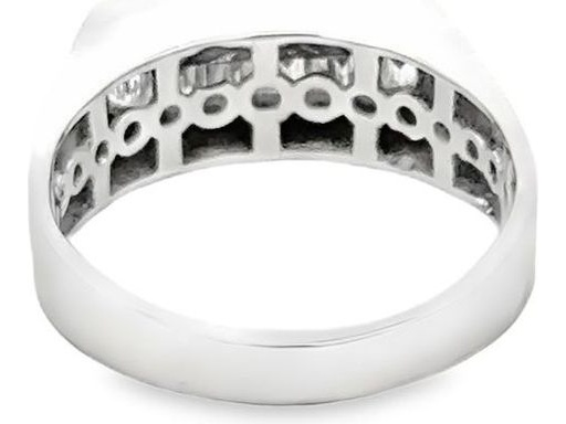 18K White Gold Men's Ring with Natural Baguette Diamonds