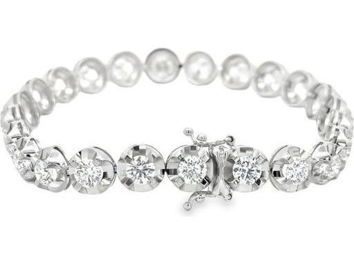 18K White Gold Tennis Bracelet with Natural Round Diamonds