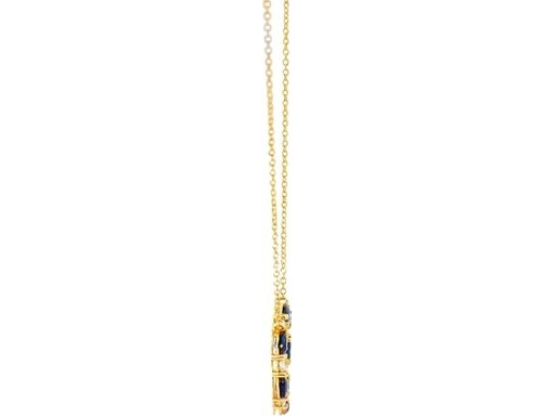18K Yellow Gold Necklace with Blue Sapphires and Natural Diamonds