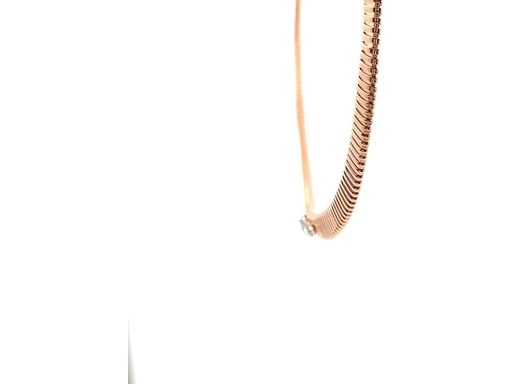 18K Rose Gold Flexible Necklace with Two Pear-Cut and One Round Natural Diamond, Accented by Pavé-Set Round Diamonds