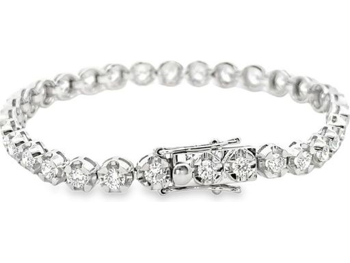 18K White Gold Tennis Bracelet with Natural Round Diamonds