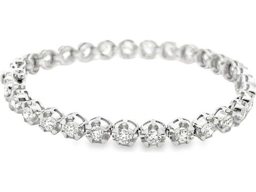 18K White Gold Tennis Bracelet with Natural Round Diamonds