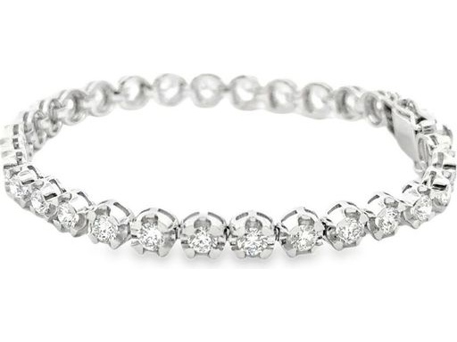 18K White Gold Tennis Bracelet with Natural Round Diamonds