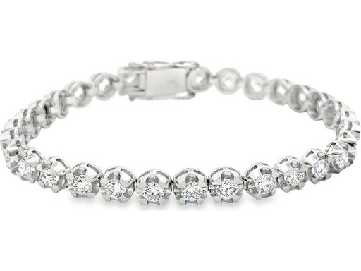 18K White Gold Tennis Bracelet with Natural Round Diamonds