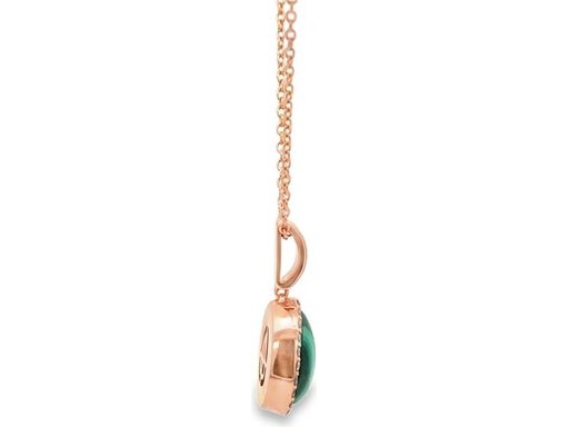 18K Rose Gold Necklace with Malachite and Natural Round Diamonds