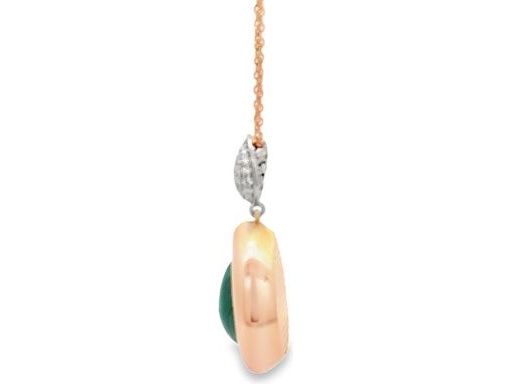 18K Rose Gold Necklace with Pear-Shaped Malachite and Pavé-Set Natural Round Diamonds