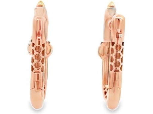 18K Rose Gold Malachite and Natural Diamond Pave Hoop Earrings