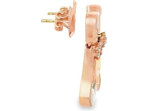 18K Rose Gold Mother-of-Pearl and Natural Diamonds Fan-Shaped Earrings