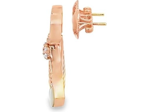 18K Rose Gold Mother-of-Pearl and Natural Diamonds Fan-Shaped Earrings