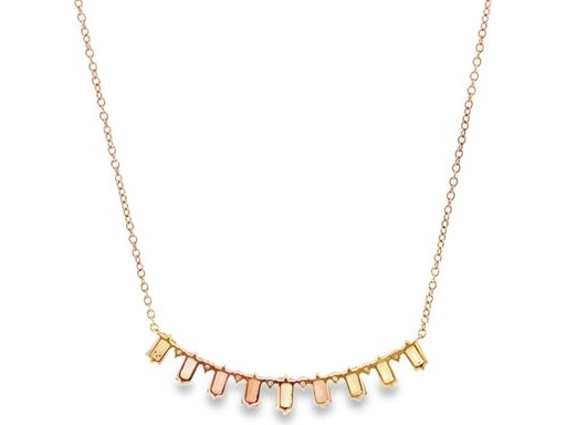 18K Rose Gold Necklace with Natural Diamonds and Colorful Baguette-Cut Gemstones