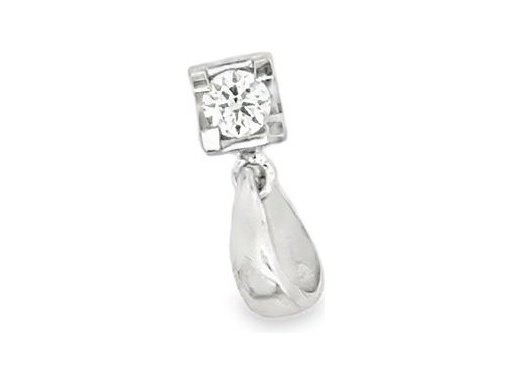 18K White Gold Natural Diamond Solitaire Pendant