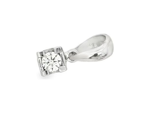 18K White Gold Natural Diamond Solitaire Pendant