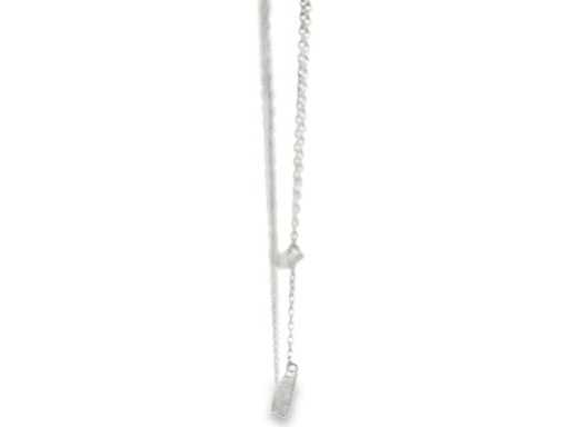 18K White Gold Double Layer Bar Necklace with Natural Diamonds