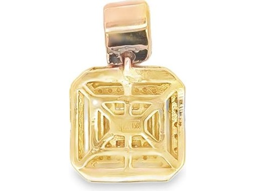18K Rose Gold Pendant with Natural Princess, Baguette, and Round Diamonds