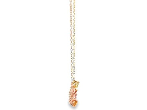 18K Rose Gold Necklace with Natural Diamonds and Multi-Color Oval Gemstones