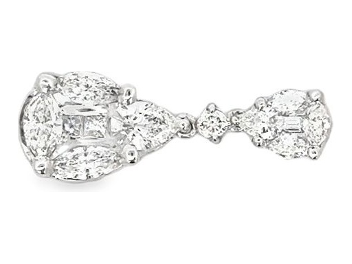 18K White Gold Pendant with Natural Pear, Marquise, Princess, and Round Cut Diamonds