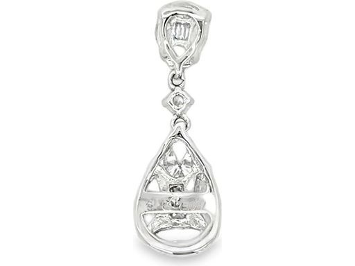 18K White Gold Pendant with Natural Pear, Marquise, Princess, and Round Cut Diamonds