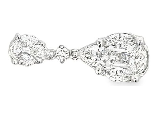 18K White Gold Pendant with Natural Pear, Marquise, Princess, and Round Cut Diamonds