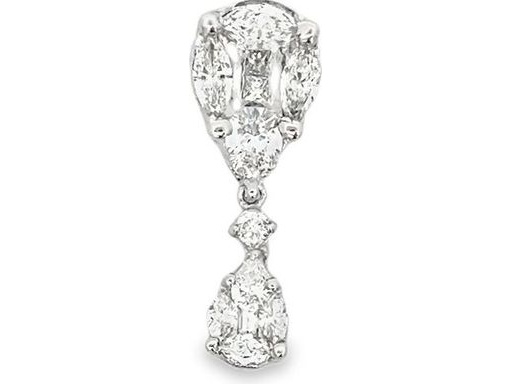 18K White Gold Pendant with Natural Pear, Marquise, Princess, and Round Cut Diamonds