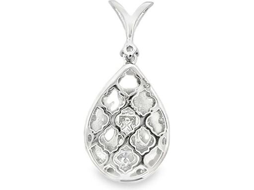 18K White Gold Pear, Marquise, Princess, and Round Cut Natural Diamonds Cluster Teardrop Pendant