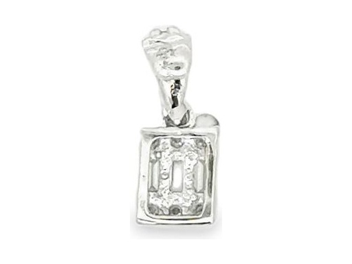 18K White Gold Pendant with Natural Baguette and Round Diamonds