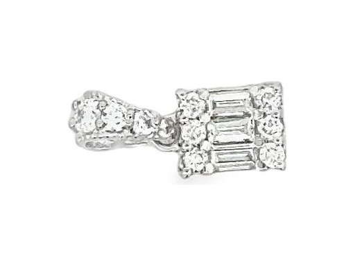18K White Gold Pendant with Natural Baguette and Round Diamonds