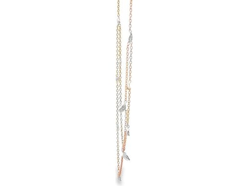 18K Rose Gold Double Layer Necklace with Natural Round Diamonds