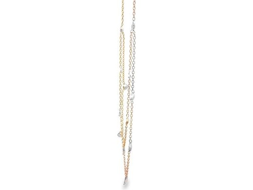 18K Rose Gold Double Layer Necklace with Natural Round Diamonds