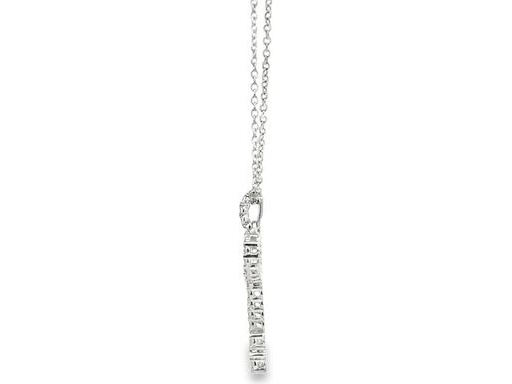 18K White Gold Natural Diamond Heart Key Pendant Necklace