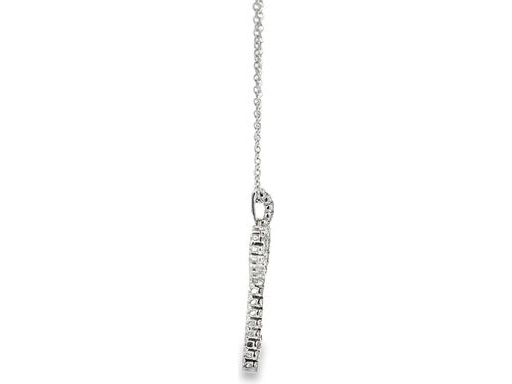 18K White Gold Natural Diamond Heart Key Pendant Necklace