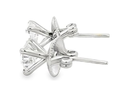 18K White Gold Natural Round Diamond Stud Earrings