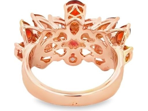 18K Rose Gold Ring with Pear-Shaped and Marquise Natural Rubies and Pear-Shaped and Marquise Natural Diamonds