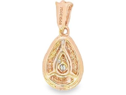 18K Rose Gold Natural Round Diamonds Cluster Pear Shape Pendant