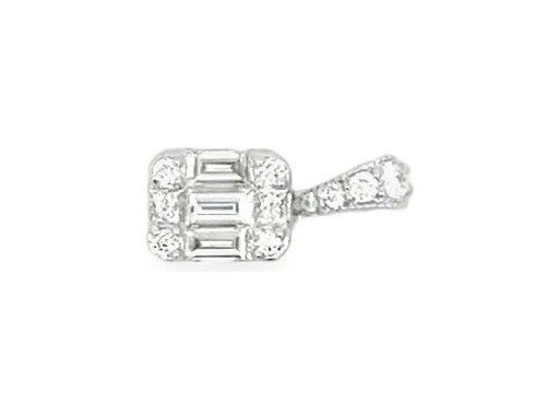 18K White Gold Natural Diamond Pendant with Baguette, Round, and Princess Cuts