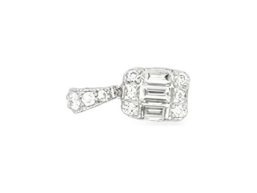 18K White Gold Natural Diamond Pendant with Baguette, Round, and Princess Cuts
