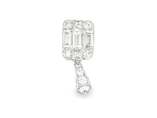 18K White Gold Natural Diamond Pendant with Baguette, Round, and Princess Cuts
