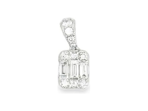 18K White Gold Natural Diamond Pendant with Baguette, Round, and Princess Cuts