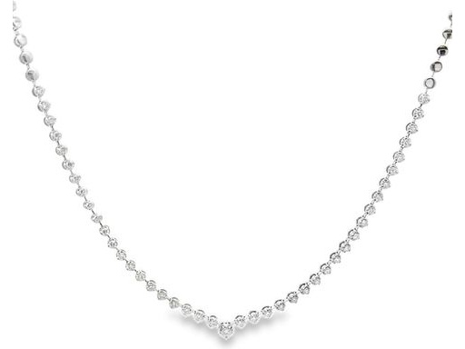 18K White Gold Natural Round Diamonds Tennis Necklace