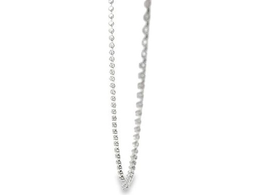 18K White Gold Natural Round Diamonds Tennis Necklace