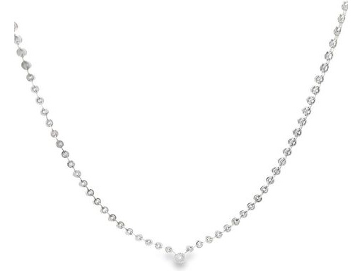 18K White Gold Natural Round Diamonds Tennis Necklace