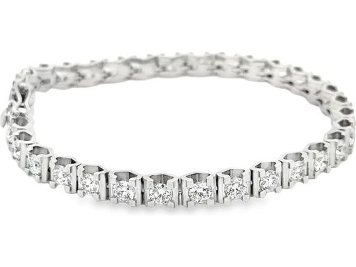 18K White Gold Tennis Bracelet with Natural Round Diamonds