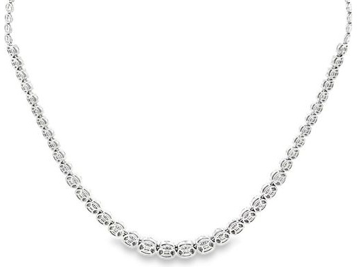 18K White Gold Necklace with Natural Princess Cut Diamonds and Natural Marquise Cut Diamonds