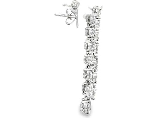 18K White Gold Earrings with Natural Princess Cut Diamonds and Natural Marquise Cut Diamonds