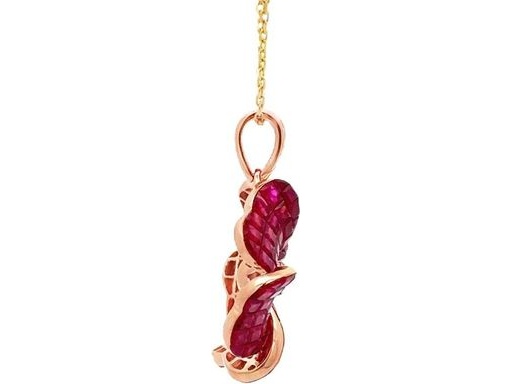 invisible setting Ruby & Diamond pendant in rose gold 