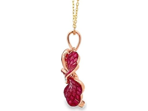 invisible setting Ruby & Diamond pendant in rose gold 