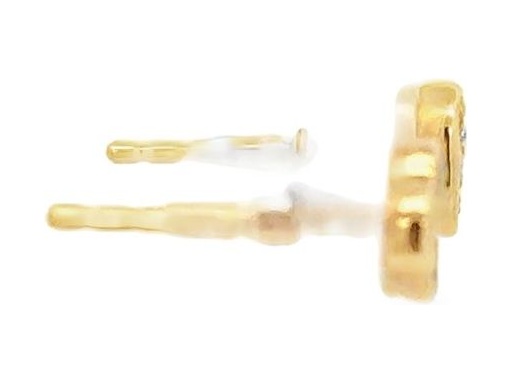 18K Yellow Gold Heart-Shaped Stud Earrings with Natural Diamonds